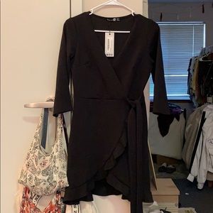 Boohoo black crossbody dress